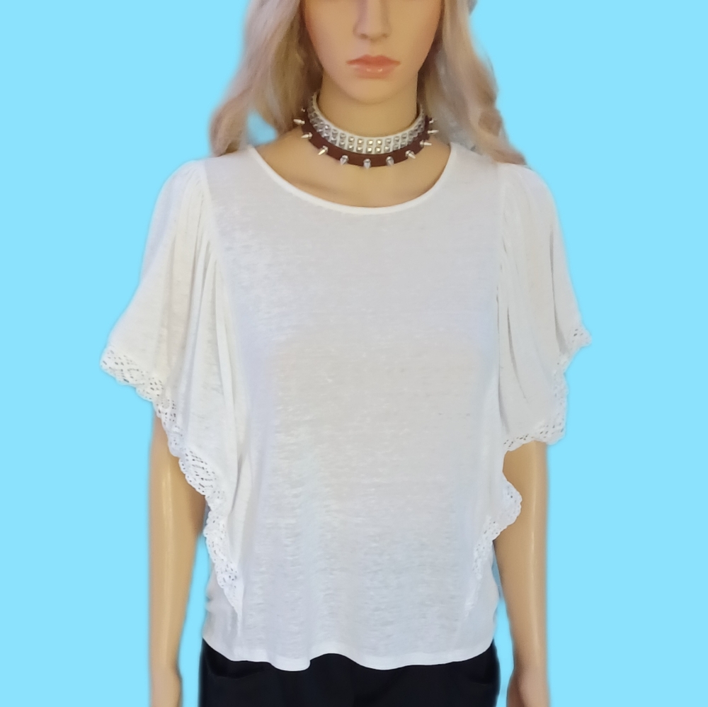 Gap M ruffle sleeve linen top